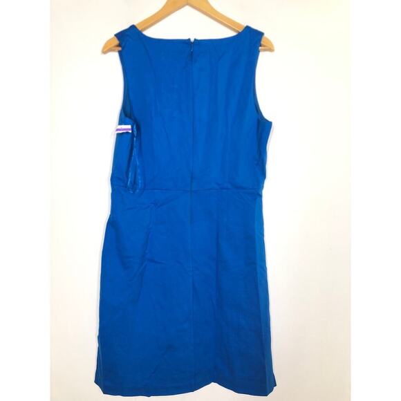 Halogen Dress Sleeveless Square Neck Knee Length Sheath Indigo Bunting Size L - Picture 3 of 8